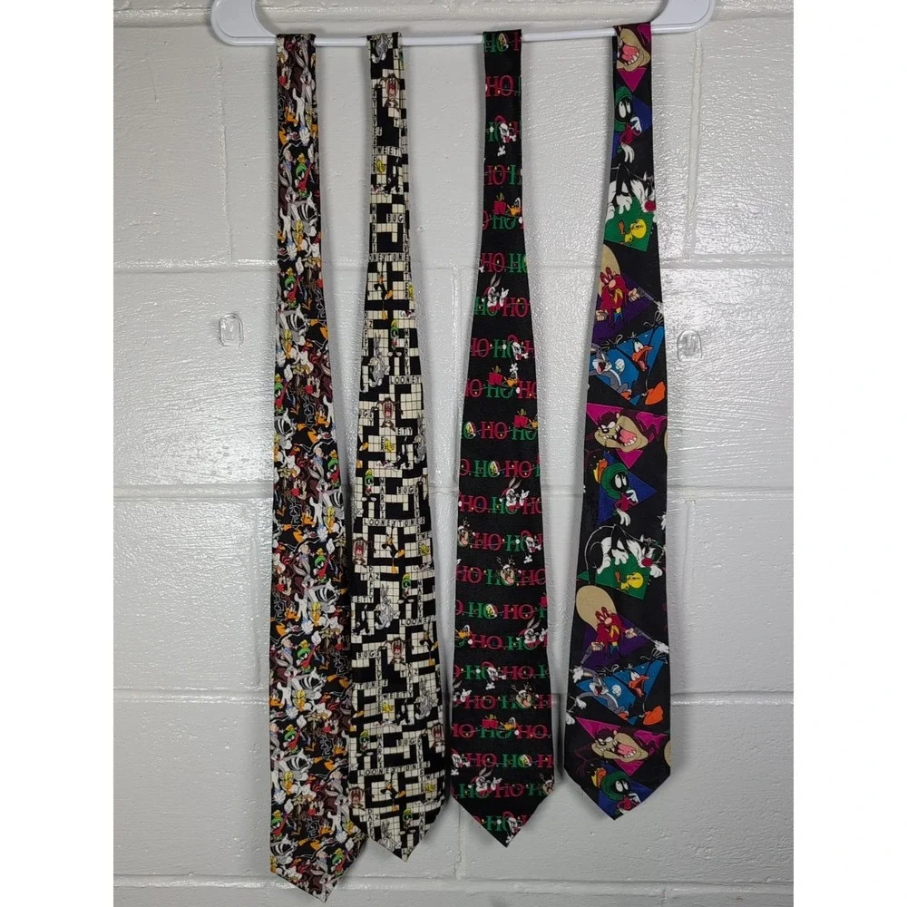 Vintage 90s Looney Tunes Silk & Polyester Ties (Lot Of 4)